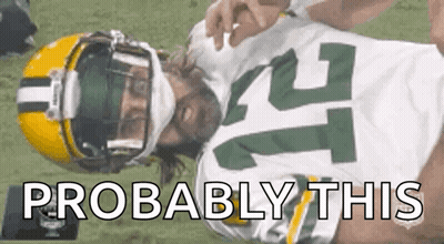 Packers Player Laying On Field Saying Probably This GIF