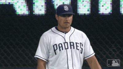 Padres Baseball Player In White Jersey And Blue Hat GIF