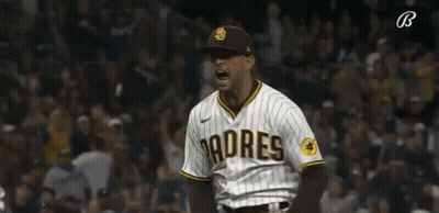 Padres Baseball Player Screaming In Front Of Crowd GIF