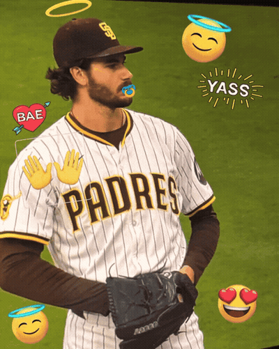 Padres Baseball Player Surrounded By Emojis Saying Bae GIF