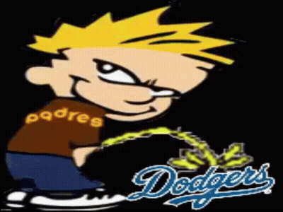 Padres Boy Urinating On Dodgers Logo GIF
