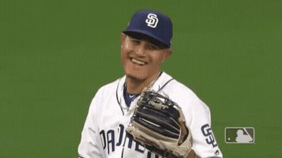 Padres Player Blue Hat Holding Glove GIF