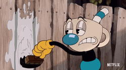 Paint Fence Bored The Cuphead Show  GIF