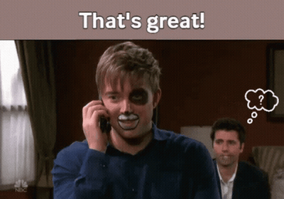 Painted Face Man On Phone Saying That's Great GIF