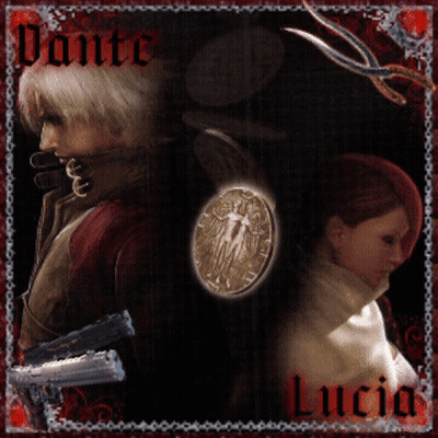 Painting Of Dante And Lucia With Coin GIF