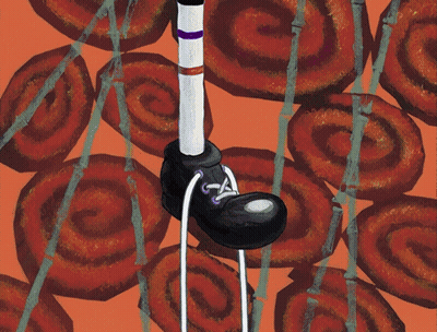 Painting Of Foot With Swirl Pattern GIF
