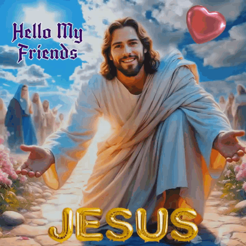 Painting Of Jesus With Hello My Friends Jesus GIF