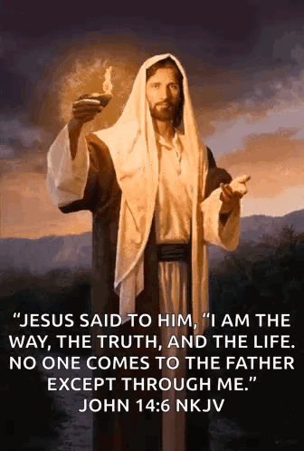 Painting Of Jesus With Quote From John 14:6 GIF