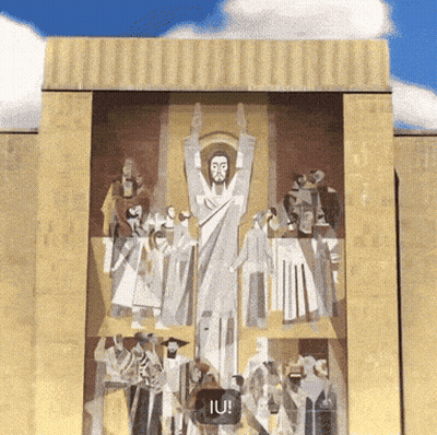 Painting Of Jesus With Sign Saying IU GIF