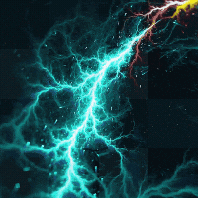 Painting Of Lightning Storm With Green Bolt GIF