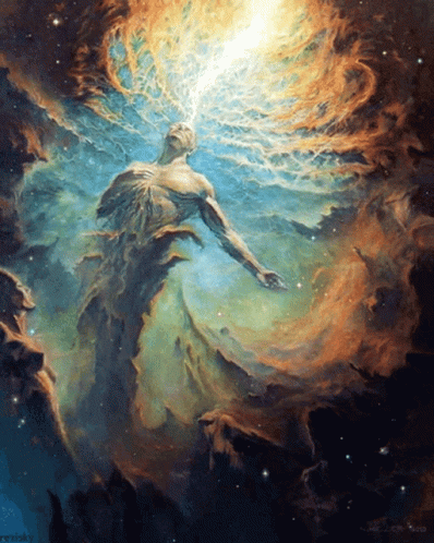 Painting Of Man In Sky With Words Rezinsky GIF