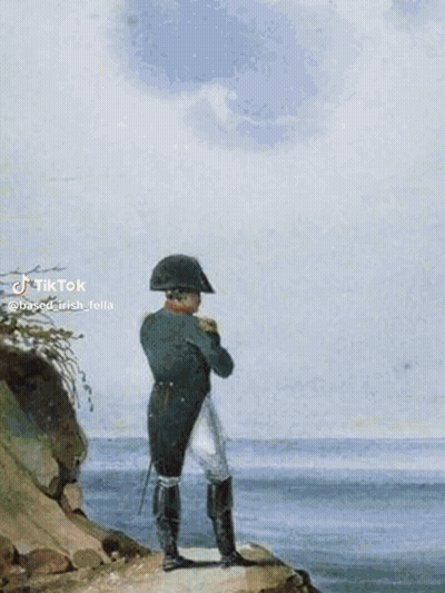 Painting Of Man On Cliff Overlooking Ocean TikTok GIF