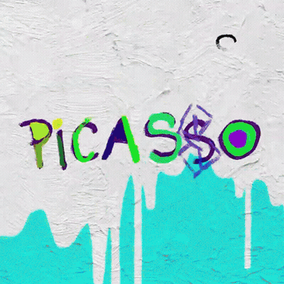 Painting Of Picasso With Stacks Of Money GIF