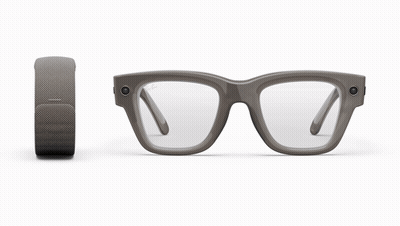 Pair Of Glasses Next To Smart Watch Saying Ray-Ban GIF