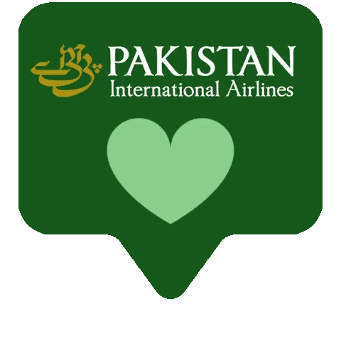 Pakistan International Airlines Green Sticker With Heart Sticker