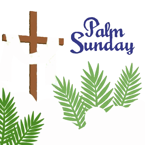 Palm Sunday Poster With Cross And Leaves Sticker