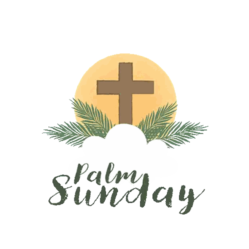 Palm Sunday Sign With Cross And Palm Leaves Sticker