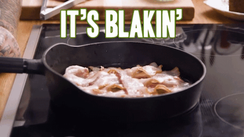 Pan Of Bacon With It's Blakin Above GIF