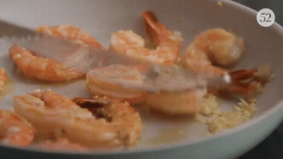 Pan Of Shrimp Stirred With Fork Number 52 GIF