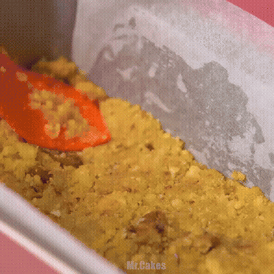 Pan With Crumbs Saying Mr.Cakes GIF