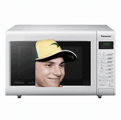 Panasonic Microwave With Man On Screen GIF