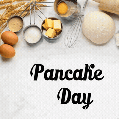Pancake Day Word With Ingredients GIF