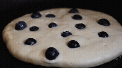 Pancake With Blueberries In Pan GIF