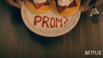 Pancakes With Prom Written In Red GIF