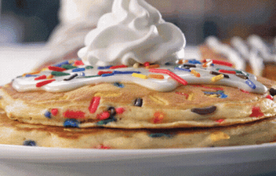 Pancakes With Sprinkles And Whipped Cream GIF