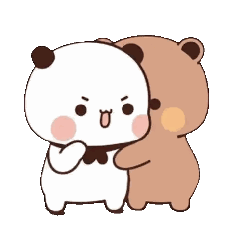 Panda And Brown Bear Hug Sticker