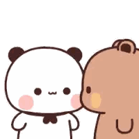 Panda And Brown Bear Kissing Sticker