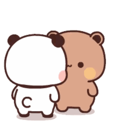 Panda And Brown Bear Kissing Sticker
