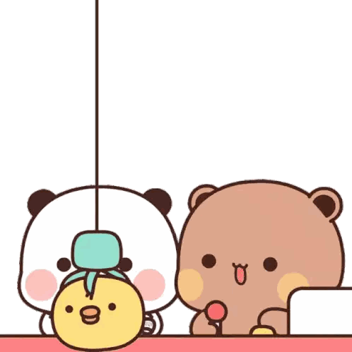 Panda And Brown Bear Looking At Screen Sticker