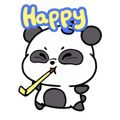Panda Bear Blowing Party Horn New Year Sticker
