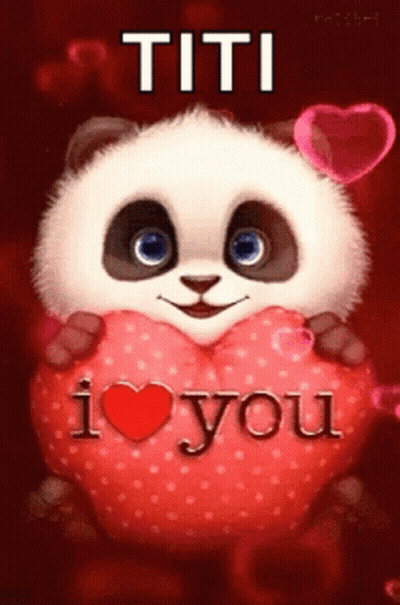 Panda Bear Heart Pillow Titi I Love You GIF