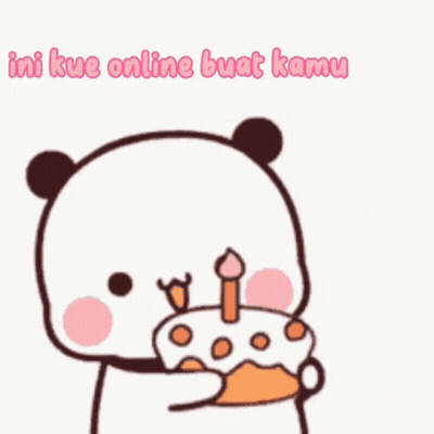 Panda Bear Holding Cake With Candle GIF