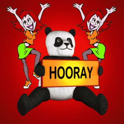 Panda Bear Holding Hooray Sign GIF