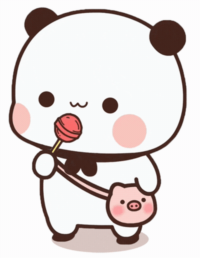 Panda Bear Holding Pink Purse And Lollipop GIF