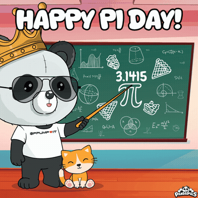 Panda Bear Holding Stick By Pi Day Blackboard GIF