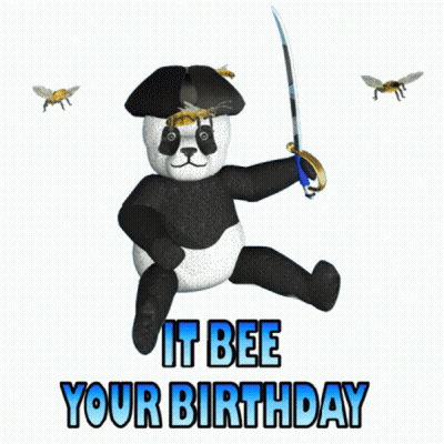 Panda Bear Holding Sword It Bee Your Birthday GIF