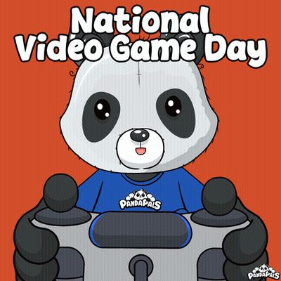 Panda Bear Holding Video Game Controller National Video Game Day GIF