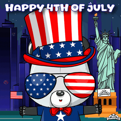 Panda Bear In Patriotic Hat And Sunglasses Happy 4Th Of July GIF