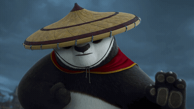 Panda Bear In Straw Hat And Red Scarf GIF