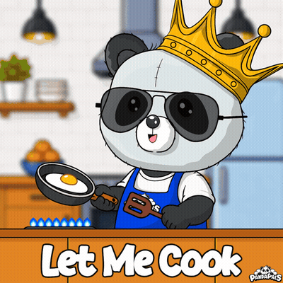 Panda Bear In Sunglasses And Crown Cooking Egg GIF