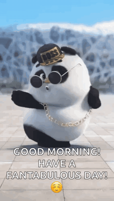 Panda Bear In Sunglasses And Hat Dancing On Sidewalk GIF