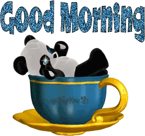 Panda Bear Lying In Blue Coffee Cup Sticker