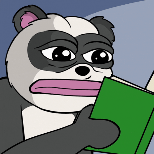Panda Bear Reading A Green Book GIF