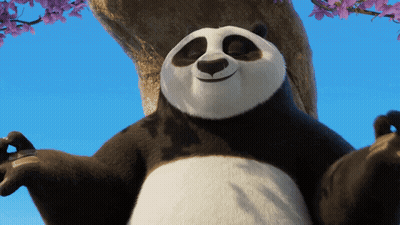 Panda Bear Sitting In Front Of Tree GIF