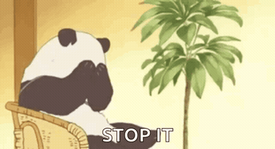 Panda Bear Sitting In Wicker Chair Covering Face GIF