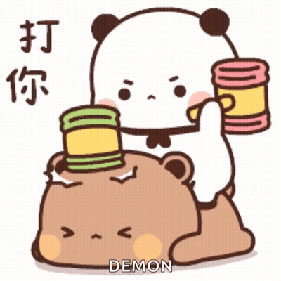 Panda Bear Sitting On Bear's Head Holding Soda GIF